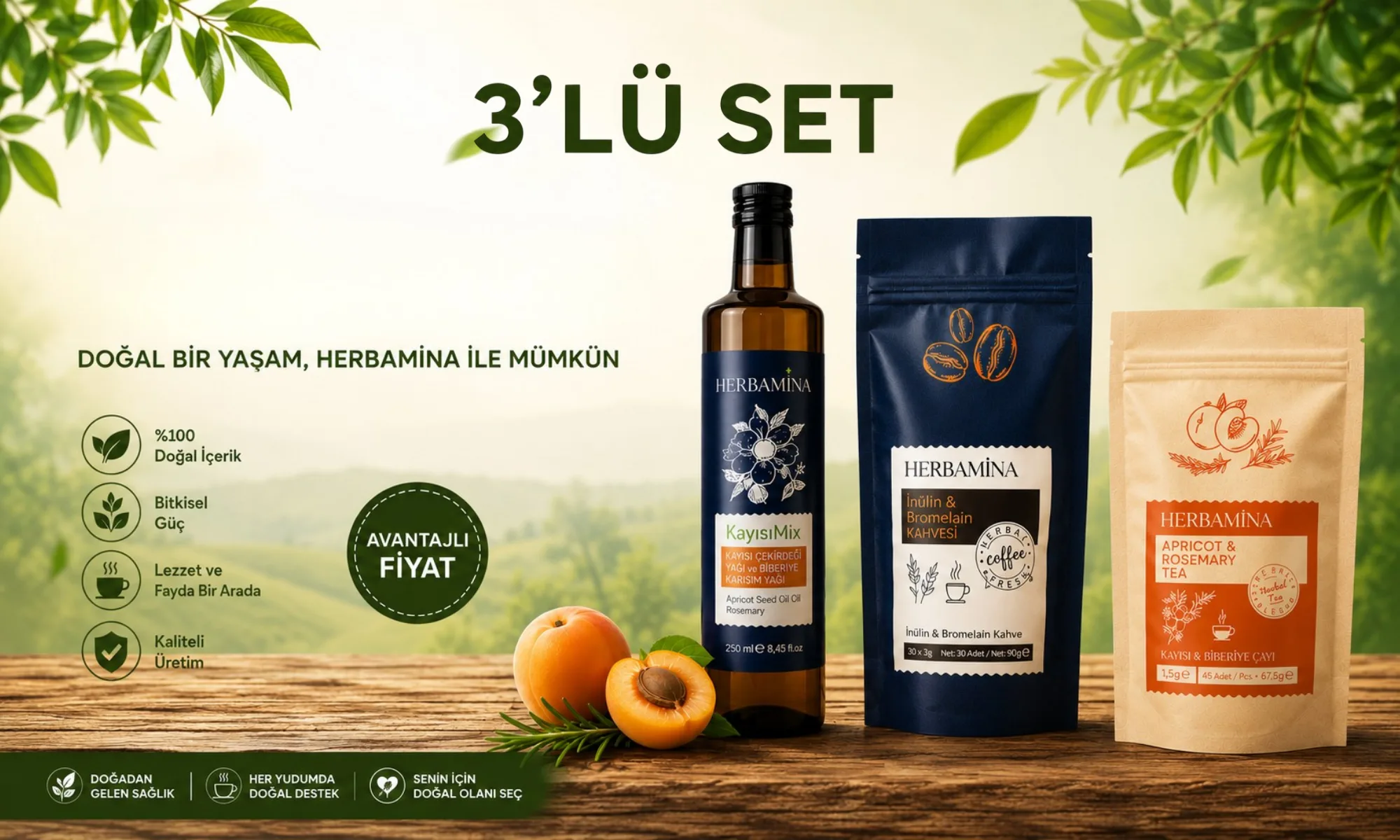 3'lü set — doğal bir yaşam
